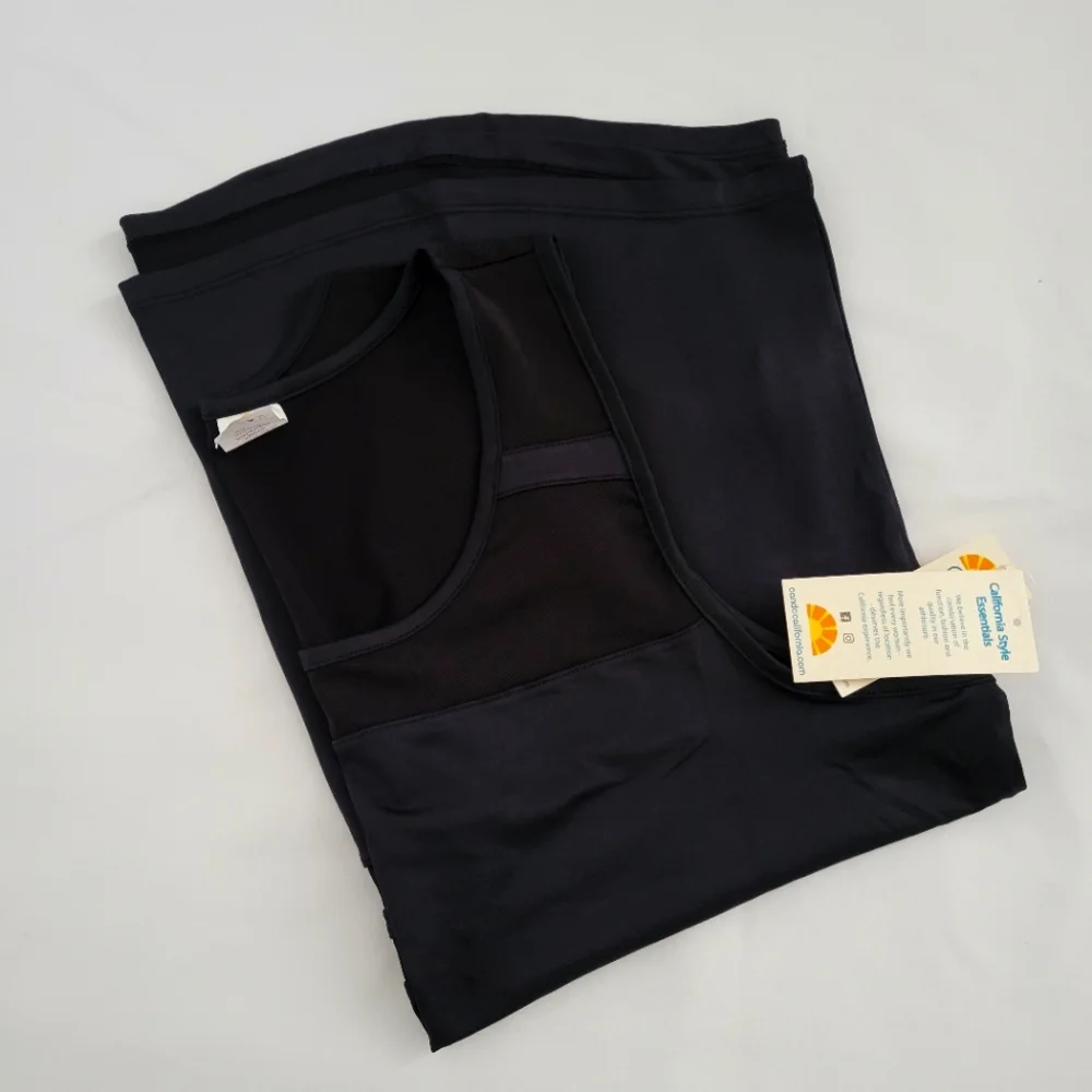 C & C California || (XL) Black Net Sleeveless Swim Tank